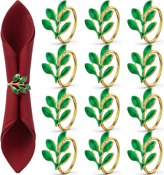 WILLBOND Leaf Napkin Rings Holders Fall Party Napkin Rings by Willbond+Technology+Limited