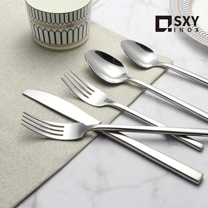 Silverware Set for 4,20 Pieces Forged Stainless Steel Flatware Set Cutlery Set,Heavy Duty and Modern Desgin,Fancy Tableware Cutlery Set for Home,Restaurant,Mirror Polished,Dishwasher Safe