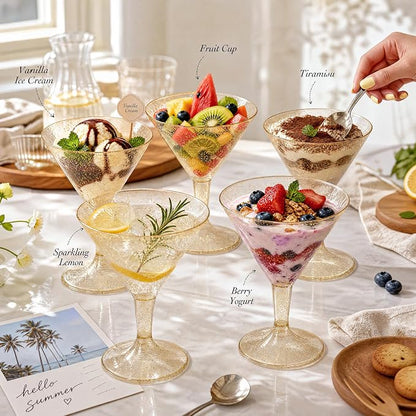 Liacere 24 Pack Gold Plastic Martini Glasses - Image 5