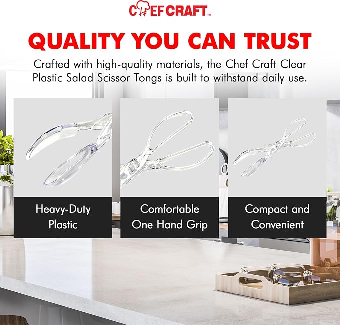 Chef Craft Premium Salad Scissor Tongs, 11.25 inch - Image 6