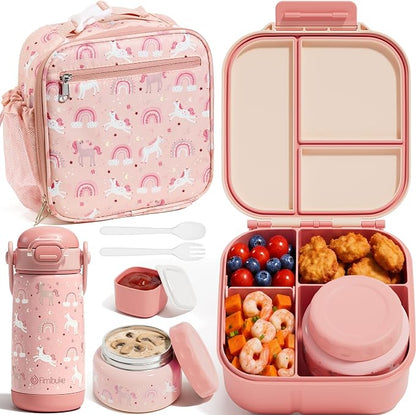 Fimibuke Kids Bento Lunch Box w/Insulated Water Bottle, Lunch Bag & Thermo | by Fimibuke