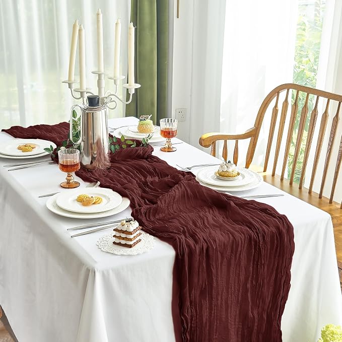 IVAPUPU Burgundy Red Table Runner 120 Inches - Image 8