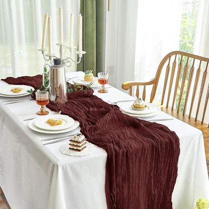 IVAPUPU Burgundy Red Table Runner 120 Inches - Image 8