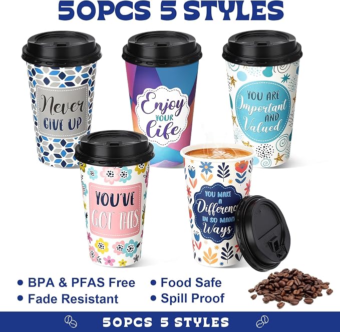 50 Pack 16 oz Disposable Coffee Cups - Image 3