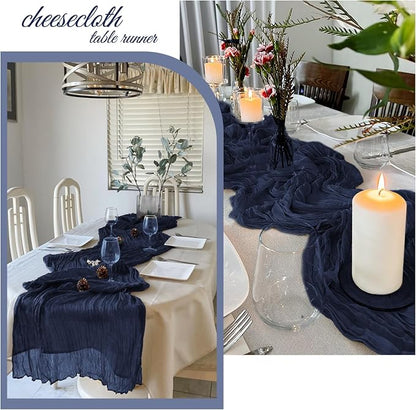 6 Pack Navy Blue Cheesecloth Table Runner 20 x 120 Inch Gauze Table Runner - Image 4