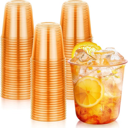 KesaPlan 100Pcs 12oz Orange Plastic Party Cup, Disposable Wine Cocktail Cup | by KesaPlan