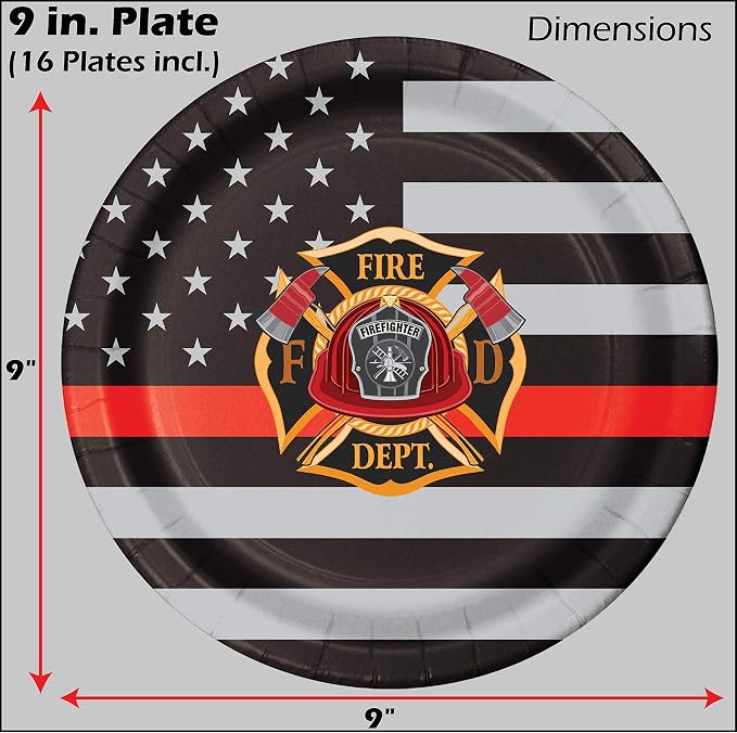 Firefighter Thin Red Line Party Set-16 Guests-Plates & Napkins-Havercamp | - Image 3