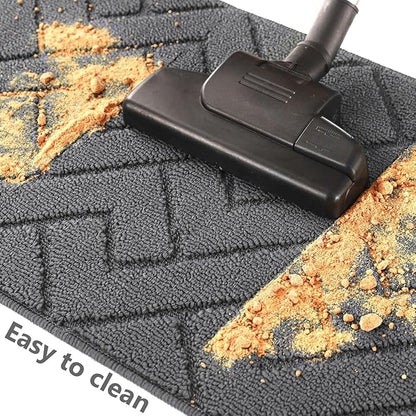 hicorfe Kitchen Rugs and Mats Sets,Non-Slip 2 Pieces Absorbent 100% Polypropylene Rug,Comfort Kitchen Runner Mat,Washable for Kitchen,Sink,Laundry(20" x 48" Plus 20" x 59",Grey)