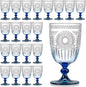 XUWAIDSGN 24Pcs Plastic Vintage Wine Glasses 13.5oz Reusable Embossed Goblet by XUWAIDSGN