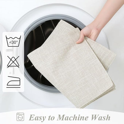 SHACOS Washable Cloth Placemats Set of 4, Double Layer Thick Non Slip Heat Resistant Place Mats, Stain Resistant Faux Linen Modern Farmhouse Table Mats, Ivory