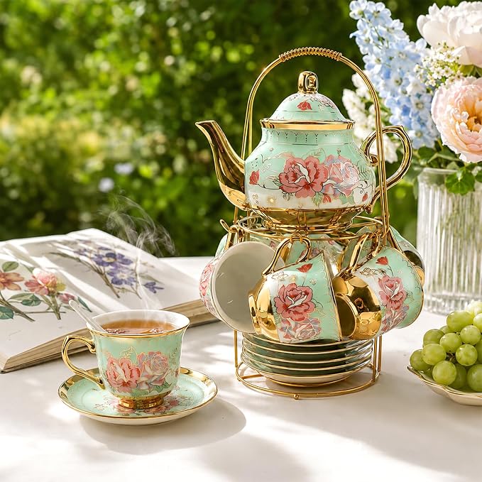 20 Pcs Porcelain Tea Set, European Ceramic Adult Tea Service Set - Image 7