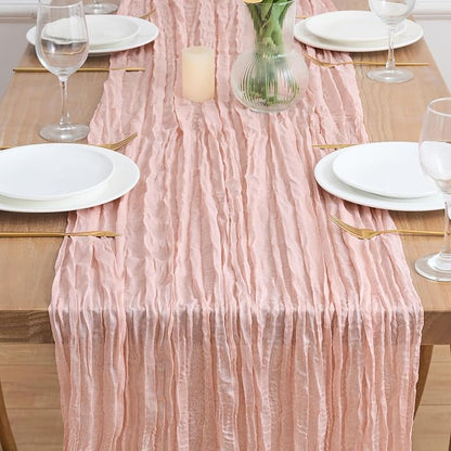 Asee'm 3pcs Dusty Pink Cheesecloth Table Runner Summer 10FT Gauze Rustic | Boho - Image 2