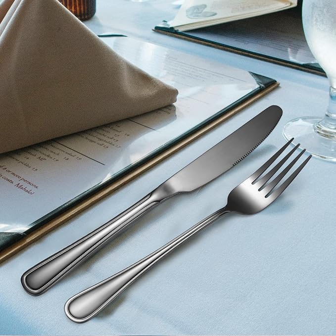20 Pieces Black Flatware Set for 4 Silverware Stainless Steel Cutlery Luxury - Image 3