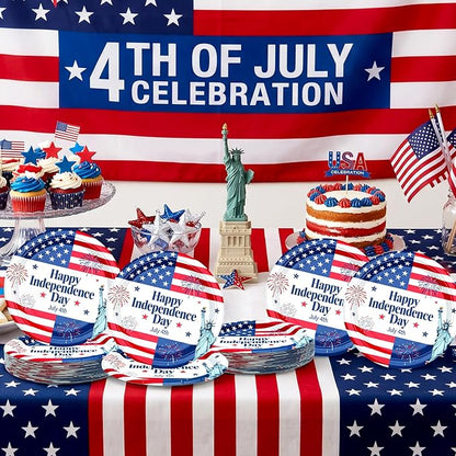 7 Inch Heavy Duty Paper Plates 40 Pack Red White and Blue Patriotic Paper - Image 4