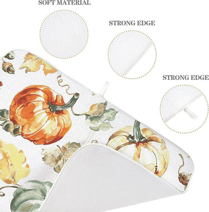 Fall Pumpkin Dish Drying Mat for Kitchen Counter 18x24 Thanksgiving Watercolors - Image 7