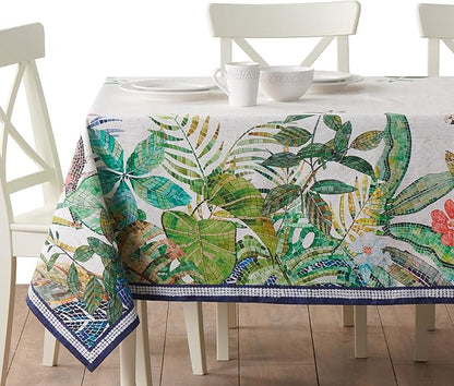 Maison d' Hermine Premium Table Cloth Rectangle Table 100% Combed Cotton 108 x 70 Inches Tablecloth Reusable Decorative for Dining Room, Farmhouse, Home, Party, Festive & Wedding - Mosaic