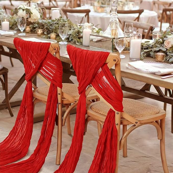 6Pack Red Cheesecloth Table Runner, 17 x 108 inch Sheer Red Table Runner | Boho - Image 7