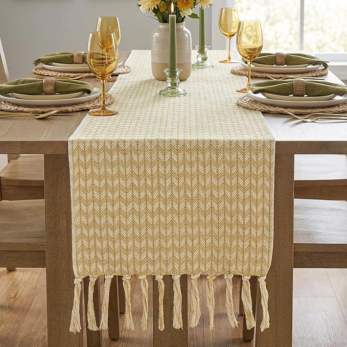 Boho Fall Table Runner Woven for Home Dining Table Decor 13x72 Inch | 72 Inches - Image 7
