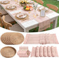 6 Sets Boho Decoration Placemats Round Woven Placemats, Cloth Napkins, Wood by Gandeer