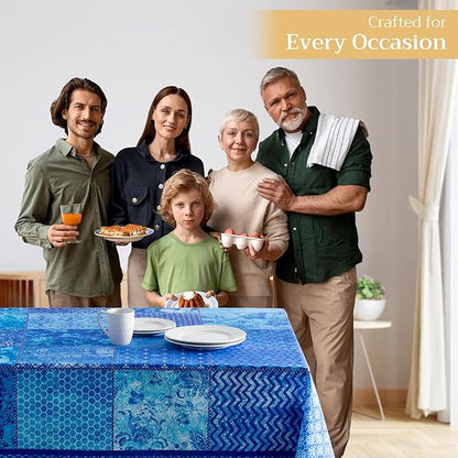 Maison d' Hermine Table Cloth Rectangle Table 100% Cotton 60 x 90 Inches Tablecloth Reusable Decorative for Dining Room Farmhouse Home Valentines Day Decorations Spring Summer - Indigo Love