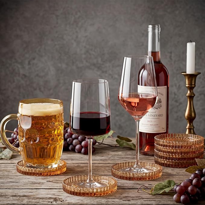 8 Pcs Glass Coasters with Holder Clear Drink Coasters Crystal Round Beverage - Image 6