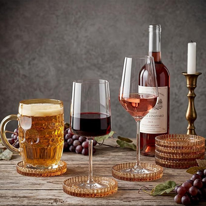 8 Pcs Glass Coasters with Holder Clear Drink Coasters Crystal Round Beverage - Image 6