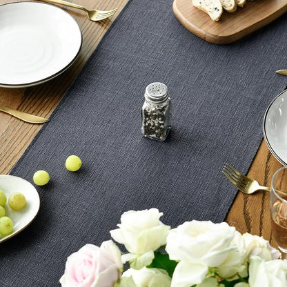 Artoid Mode Graphite Grey Tassel Table Runner, Linen Blend Rustic Farmhouse - Image 7