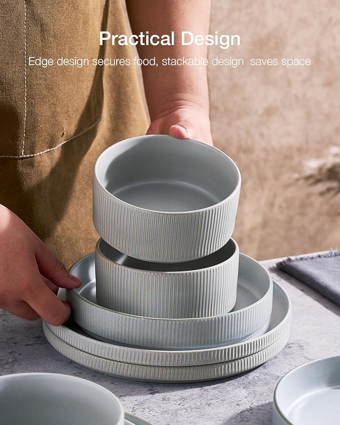 Famiware Star Stoneware Dinnerware Set, Reactive Glaze Plates & Bowls - Image 6