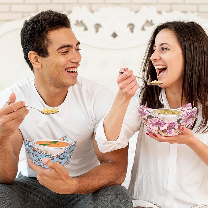 Cotton Microwavable Bowl Cozy, Microwave-Safe Hot Bowl Holders, Soup bowl Cozy - Image 4