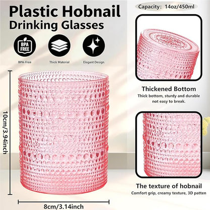 YOUBET 24PCS Pink Plastic Drinking Glasses - Image 2