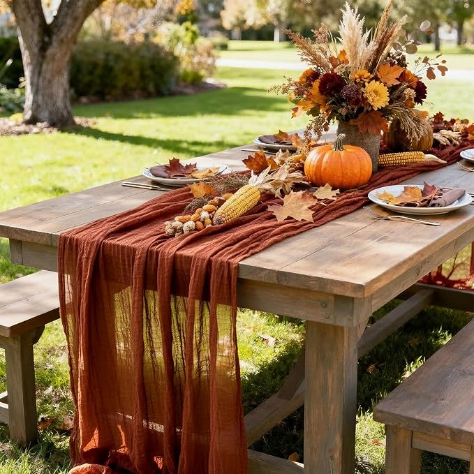 Cheesecloth Table Runner, 120 Inch 10 FT, Terracotta | 1 Pack, 35x120 Inches - Image 7