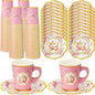 Tioncy 100 Pcs Tea Party Decorations Include 50 Pieces 9 oz Paper Tea Cups by Tioncy