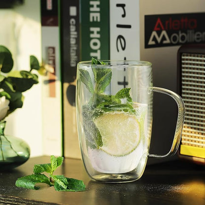 Joeyan Large Clear Double Walled Glass Coffee Mugs 16 oz, Double Layer Tea - Image 4
