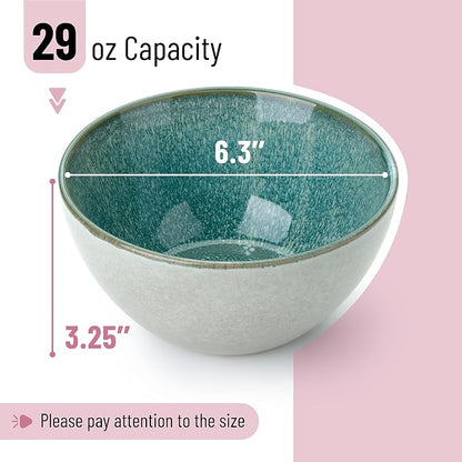 Brew To A Tea BTaT- Ceramic Cereal Bowls, 29 oz, 6 Pack, 6.3 Inches, Glazed - Image 3