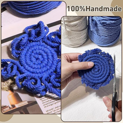 Coomin Car Coasters for Cup Holders, 3.8in 2p Light Blue | Absorbent Macrame - Image 7