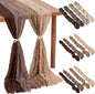 12 Pcs Fall Cheesecloth Gauze Table Runners, Gradient Brown | Thanksgiving by Remagr