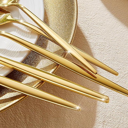 18/10 Silverware Set for 4, 20 Piece Gold Stainless Steel Flatware Cutlery | - Image 3