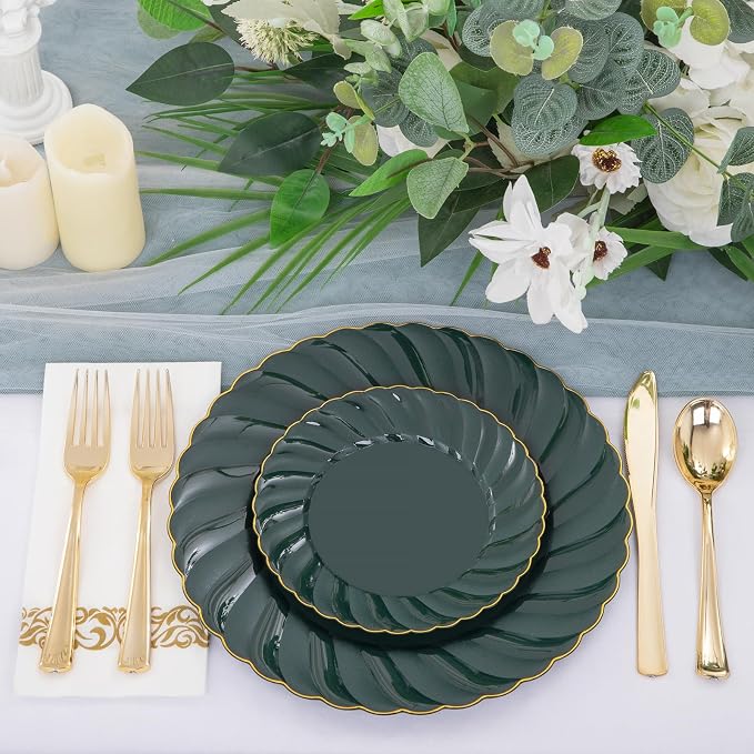 YOUBET 150PCS Emerald Green Plastic Plates - Image 5