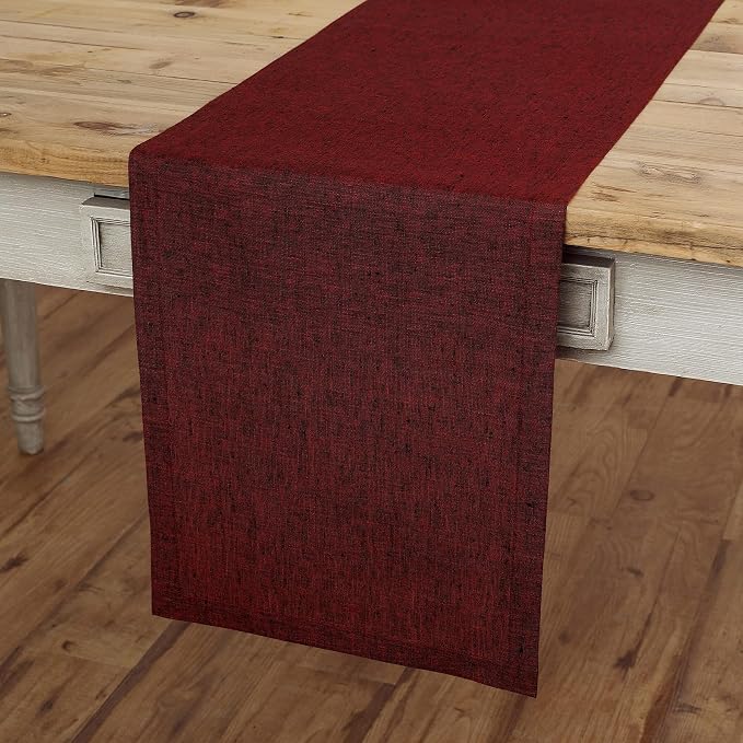 Solino Home 100% Linen Dining Table Runner Red Woven, Athena 14 x 60 in | Table - Image 2