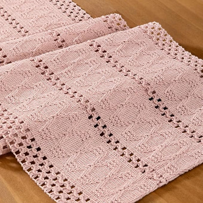 Pink Boho Table Runner Farmhouse Macrame Woven Table Runner 12x72 Inch | Small - Image 2
