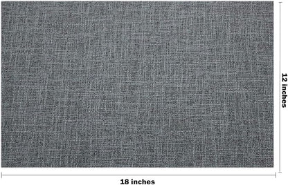 Rilassato Textile Placemats, Set of 4 Heat-Resistant Placemats for Kitchen Table, Washable Durable Linen Table Mats Woven Placemats (4, Charcoal Grey)