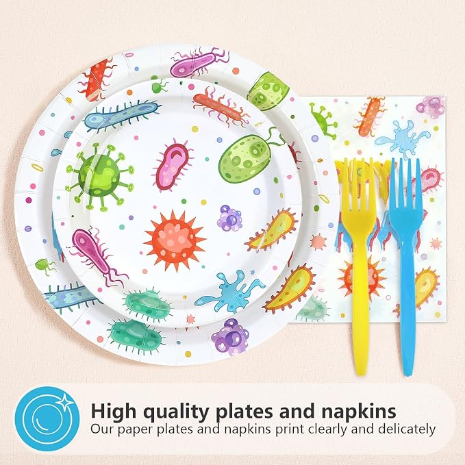 96 Pcs Virus Theme Birthday Party Decorations, Serves 24 | Colorful Cells - Image 2