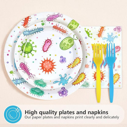 96 Pcs Virus Theme Birthday Party Decorations, Serves 24 | Colorful Cells - Image 2