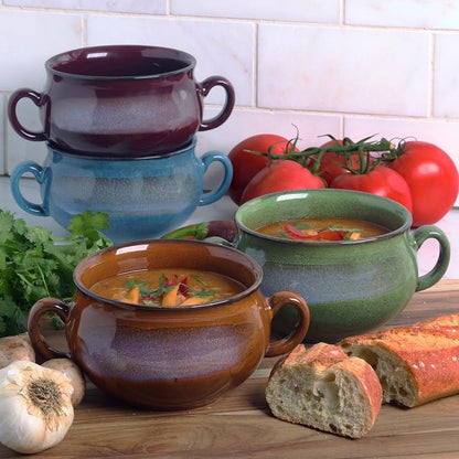 Stoneware 24oz Reactive Glaze Soup Crocks Set of 4: Perfect - Image 6