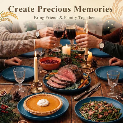 Deep Dinner Plates 11 Inch, Plastic Plates Reusable, Unbreakable Wheat Straw - Image 6