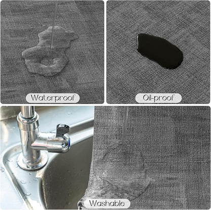 Romanstile Vinyl Placemats Set of 8-12 x 17 Inch - Heat Resistant Place Mats 100% Waterproof Oilproof Wipeable Reversible Faux Leather Table Mats for Kitchen/Dining/Party/Holiday, Dark Grey