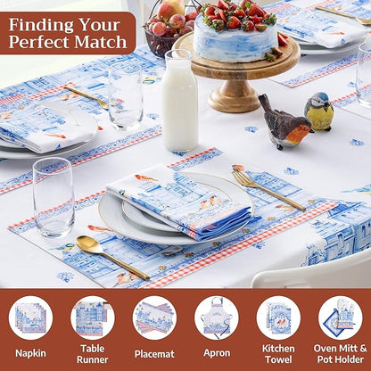 Maison d' Hermine Table Cloth Rectangle Table 100% Cotton 60 x 108 Inches Tablecloth Reusable Decorative for Dining Room Farmhouse Home Valentines Day Decorations Spring Summer - Amsterdam Canals