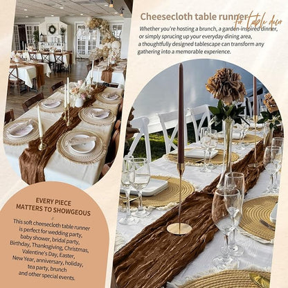 4 Pack Cheesecloth Table Runner 10FT Brown Table Runner Boho Gauze Cheese Cloth - Image 8