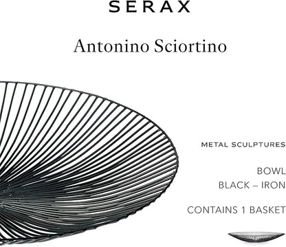 Serax Home Decor Fruit Bowl | Metal sculptures interior accessories by Antonino Sciortino | Oval Iron Kitchen Basket | Modern House Decor or Kitchen Storage for Counter and Table (low, black)