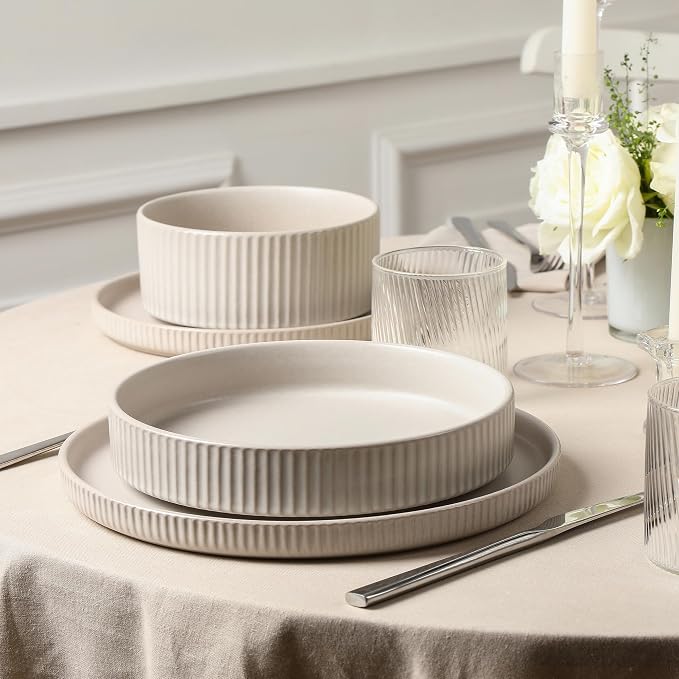 Stone Lain Haven Modern Stoneware 4 Piece Pasta Bowl Sets, Dish Set - Image 5